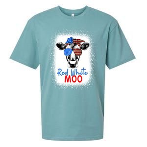 Red White And Moo Cow 4th Of July Usa Flag Farmer Patriotic Cute Gift Sueded Cloud Jersey T-Shirt