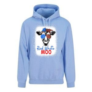 Red White And Moo Cow 4th Of July Usa Flag Farmer Patriotic Cute Gift Unisex Surf Hoodie