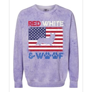 Red White And Woof Cardigan Welsh Corgi Dog Us Flag Meaningful Gift Colorblast Crewneck Sweatshirt