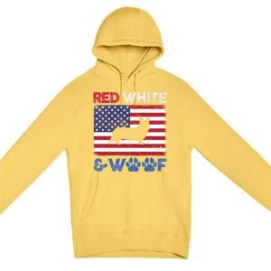 Red White And Woof Cardigan Welsh Corgi Dog Us Flag Meaningful Gift Premium Pullover Hoodie