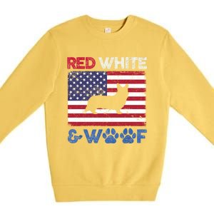 Red White And Woof Cardigan Welsh Corgi Dog Us Flag Meaningful Gift Premium Crewneck Sweatshirt