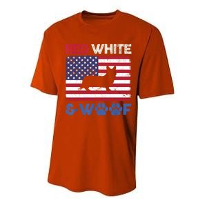 Red White And Woof Cardigan Welsh Corgi Dog Us Flag Meaningful Gift Performance Sprint T-Shirt