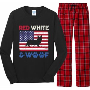 Red White And Woof Cardigan Welsh Corgi Dog Us Flag Meaningful Gift Long Sleeve Pajama Set