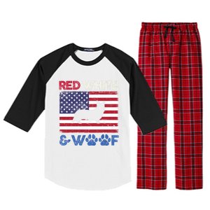 Red White And Woof Cardigan Welsh Corgi Dog Us Flag Meaningful Gift Raglan Sleeve Pajama Set