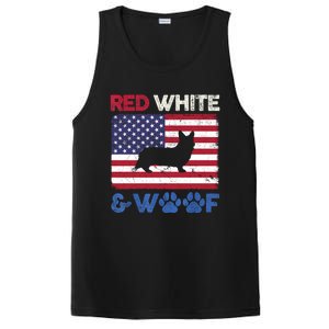 Red White And Woof Cardigan Welsh Corgi Dog Us Flag Meaningful Gift PosiCharge Competitor Tank