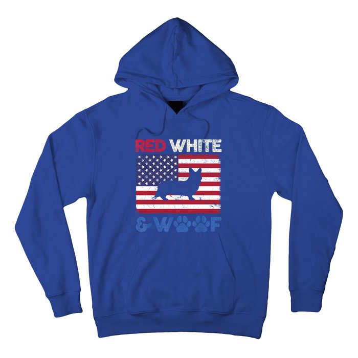 Red White And Woof Cardigan Welsh Corgi Dog Us Flag Meaningful Gift Hoodie