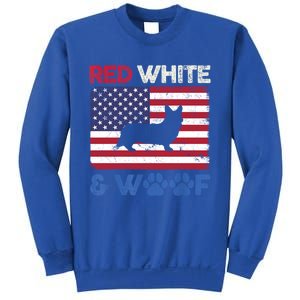 Red White And Woof Cardigan Welsh Corgi Dog Us Flag Meaningful Gift Sweatshirt