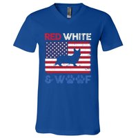 Red White And Woof Cardigan Welsh Corgi Dog Us Flag Meaningful Gift V-Neck T-Shirt