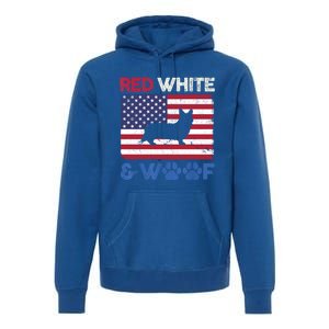 Red White And Woof Cardigan Welsh Corgi Dog Us Flag Meaningful Gift Premium Hoodie