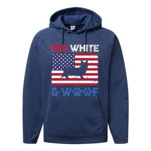 Red White And Woof Cardigan Welsh Corgi Dog Us Flag Meaningful Gift Performance Fleece Hoodie