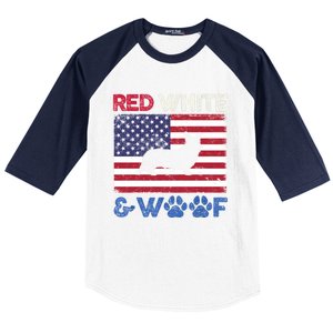 Red White And Woof Cardigan Welsh Corgi Dog Us Flag Meaningful Gift Baseball Sleeve Shirt