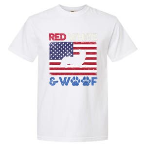 Red White And Woof Cardigan Welsh Corgi Dog Us Flag Meaningful Gift Garment-Dyed Heavyweight T-Shirt