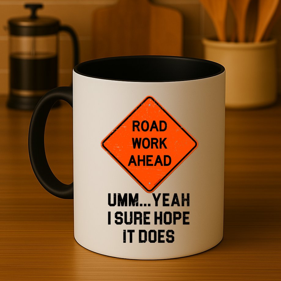 Road Work Ahead Funny Construction Mug
