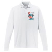 Red White And Woof US Flag Dog Cat Mom Paw Groovy Performance Long Sleeve Polo