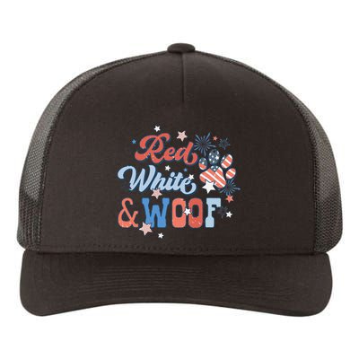 Red White And Woof Patriotic Dog Lover USA Flag 4th Of July Yupoong Adult 5-Panel Trucker Hat