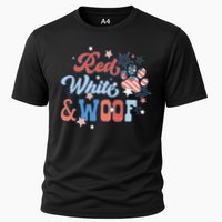 Red White And Woof Patriotic Dog Lover USA Flag 4th Of July Cooling Performance Crew T-Shirt