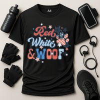 Red White And Woof Patriotic Dog Lover USA Flag 4th Of July Cooling Performance Crew T-Shirt