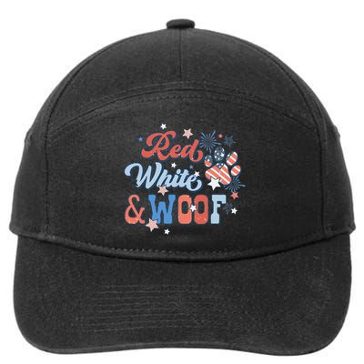 Red White And Woof Patriotic Dog Lover USA Flag 4th Of July 7-Panel Snapback Hat