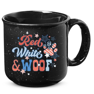 Red White And Woof Patriotic Dog Lover USA Flag 4th Of July 15oz Campfire Ceramic Mug