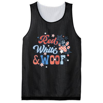 Red White And Woof Patriotic Dog Lover USA Flag 4th Of July Mesh Reversible Basketball Jersey Tank