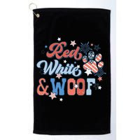 Red White And Woof Patriotic Dog Lover USA Flag 4th Of July Golf Towel