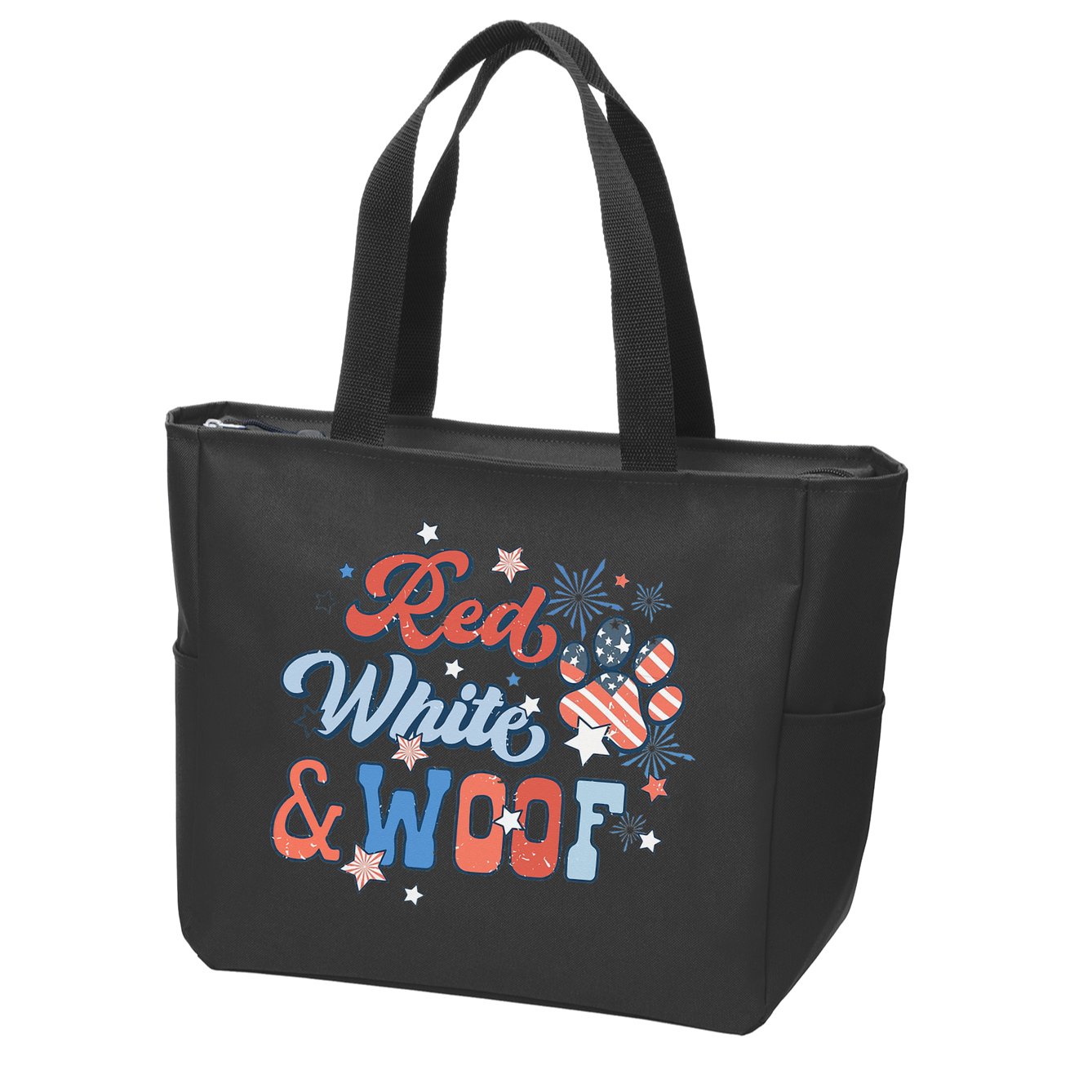 Red White And Woof Patriotic Dog Lover USA Flag 4th Of July Zip Tote Bag