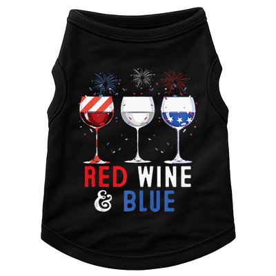 Red Wine And Blue Funny 4th Of July Wine Lover Doggie Tank