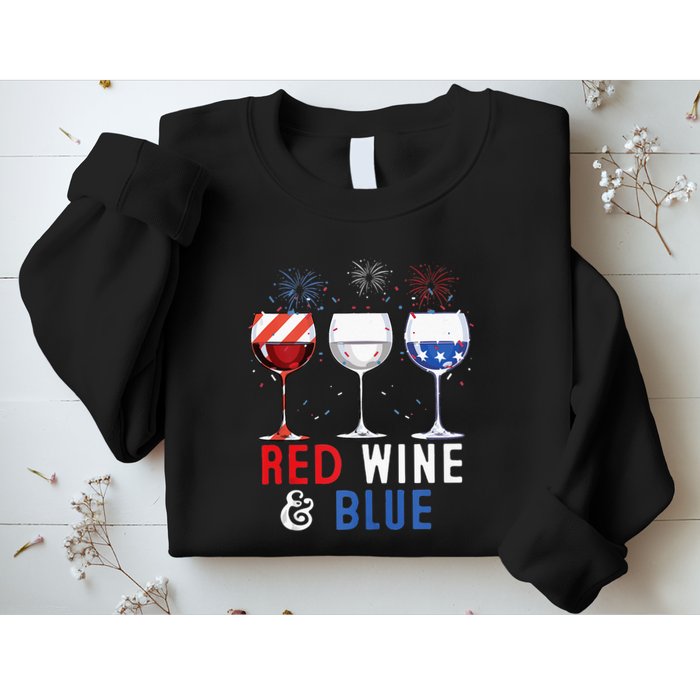Red Wine And Blue Funny 4th Of July Wine Lover Sweatshirt
