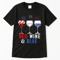 Red Wine And Blue Funny 4th Of July Wine Lover Tall T-Shirt