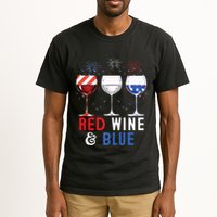 Red Wine And Blue Funny 4th Of July Wine Lover Tall T-Shirt