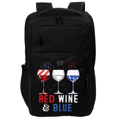 Red Wine And Blue Funny 4th Of July Wine Lover Impact Tech Backpack