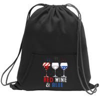 Red Wine And Blue Funny 4th Of July Wine Lover Sweatshirt Cinch Pack Bag