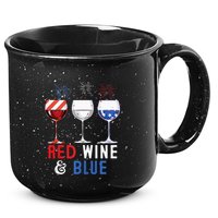 Red Wine And Blue Funny 4th Of July Wine Lover 15oz Campfire Ceramic Mug