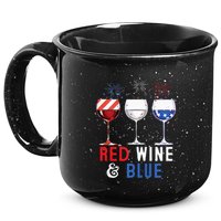 Red Wine And Blue Funny 4th Of July Wine Lover 15oz Campfire Ceramic Mug