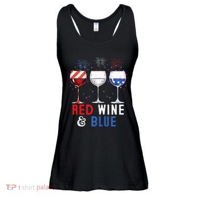 Red Wine And Blue Funny 4th Of July Wine Lover Ladies Essential Flowy Tank