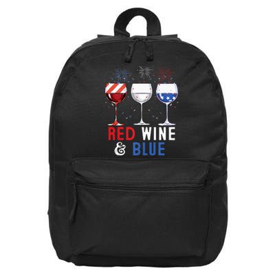 Red Wine And Blue Funny 4th Of July Wine Lover 16 in Basic Backpack