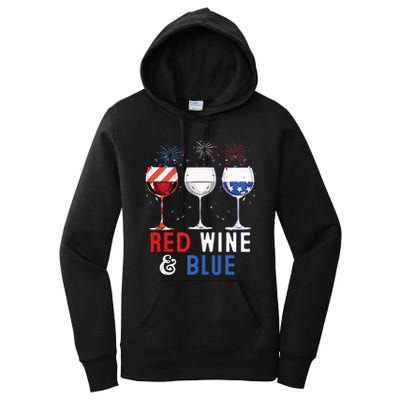 Red Wine And Blue Funny 4th Of July Wine Lover Women's Pullover Hoodie