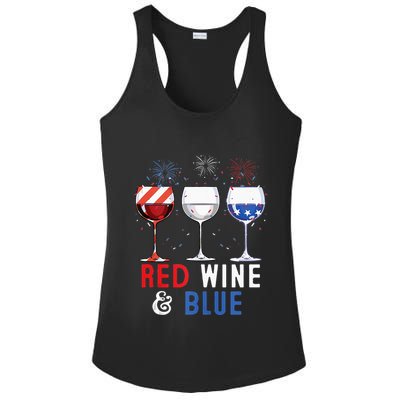 Red Wine And Blue Funny 4th Of July Wine Lover Ladies PosiCharge Competitor Racerback Tank