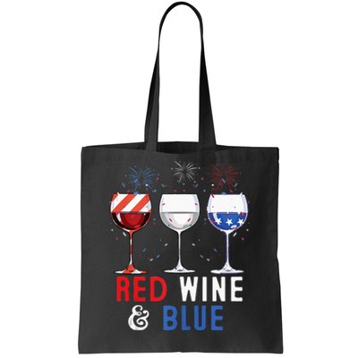 Red Wine And Blue Funny 4th Of July Wine Lover Tote Bag