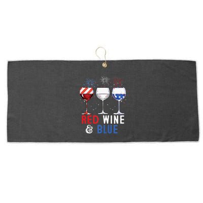 Red Wine And Blue Funny 4th Of July Wine Lover Large Microfiber Waffle Golf Towel