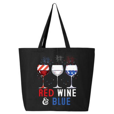 Red Wine And Blue Funny 4th Of July Wine Lover 25L Jumbo Tote