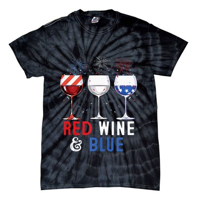 Red Wine And Blue Funny 4th Of July Wine Lover Tie-Dye T-Shirt