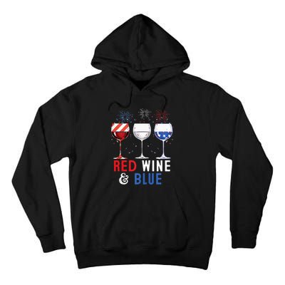 Red Wine And Blue Funny 4th Of July Wine Lover Tall Hoodie