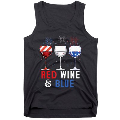 Red Wine And Blue Funny 4th Of July Wine Lover Tank Top