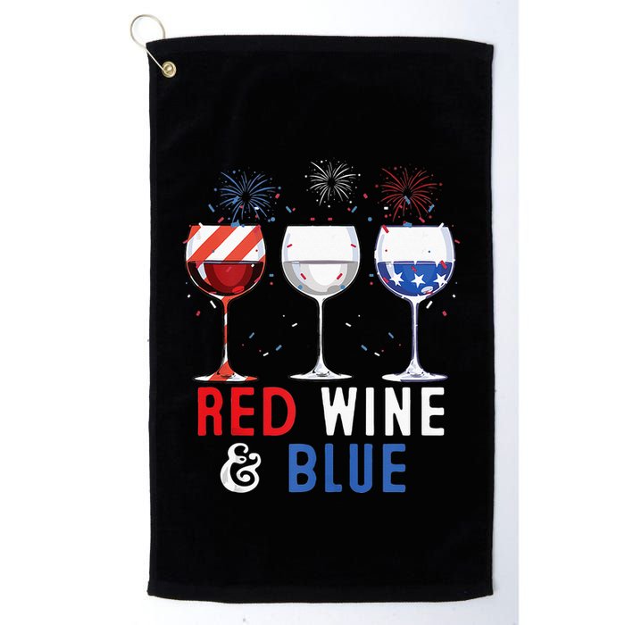 Red Wine And Blue Funny 4th Of July Wine Lover Golf Towel
