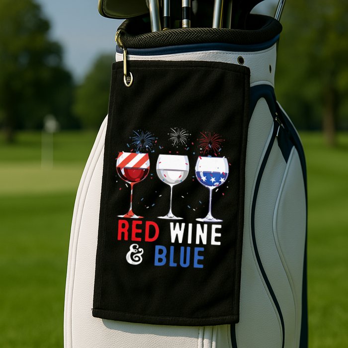 Red Wine And Blue Funny 4th Of July Wine Lover Golf Towel