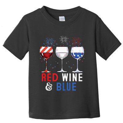 Red Wine And Blue Funny 4th Of July Wine Lover Toddler T-Shirt