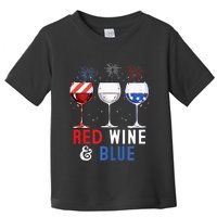 Red Wine And Blue Funny 4th Of July Wine Lover Toddler T-Shirt