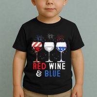 Red Wine And Blue Funny 4th Of July Wine Lover Toddler T-Shirt