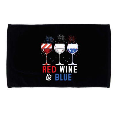 Red Wine And Blue Funny 4th Of July Wine Lover Microfiber Hand Towel